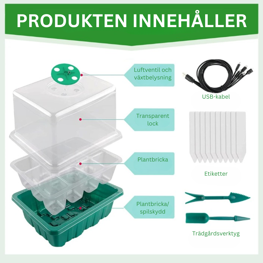 PlantBoost™ - 5 Pack Inomhusväxthus Med LED Och Luftcirkulation