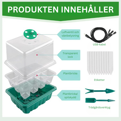 PlantBoost™ - 5 Pack Inomhusväxthus Med LED Och Luftcirkulation