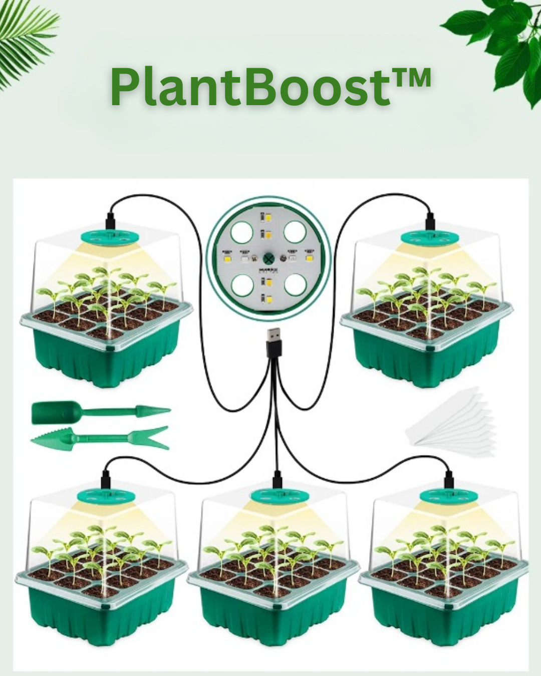 PlantBoost™ - 5 Pack Inomhusväxthus Med LED Och Luftcirkulation