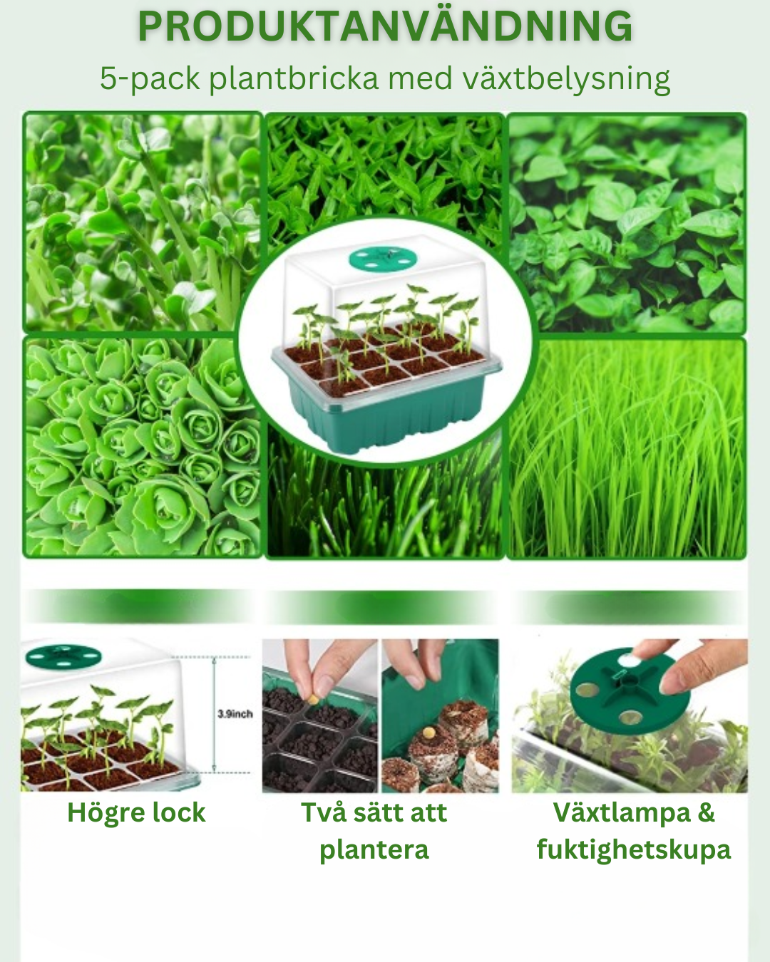 PlantBoost™ - 5 Pack Inomhusväxthus Med LED Och Luftcirkulation